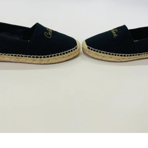 Celine 9 black canvas 39 espadrilles sneaker shoe flats gold designer - Picture 2 of 4